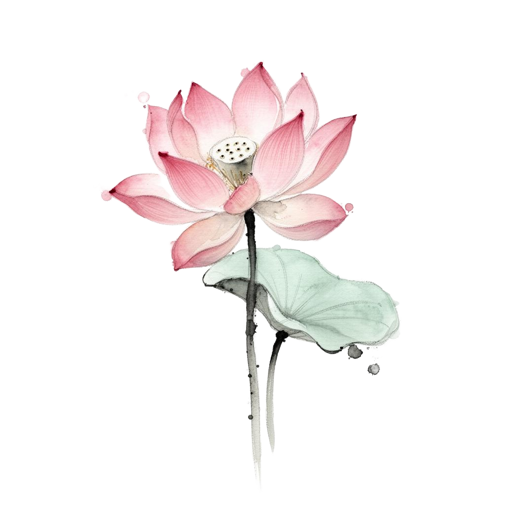 Watercolour illustration of a lotus flower